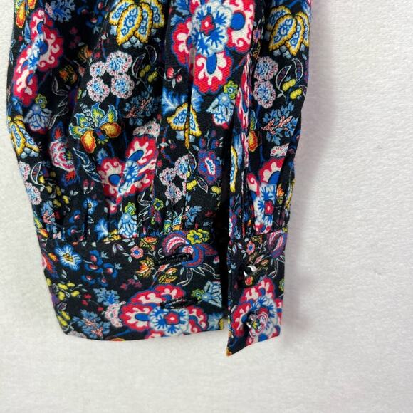 Frame Blouse Top Women XS One Shoulder Floral Print Long Sleeve Feminine Zip - Picture 8 of 15